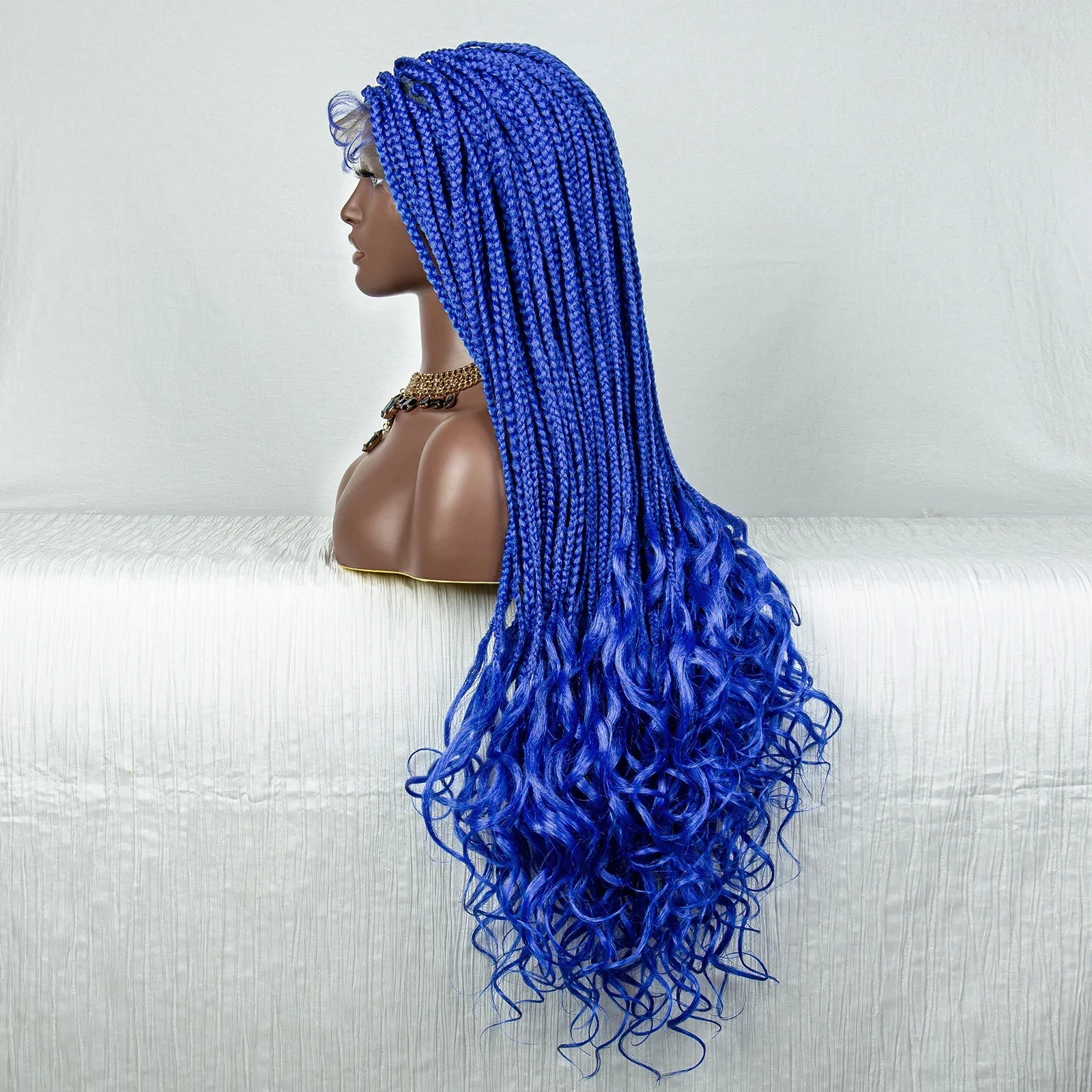 Perrue tressée Water Wave 36" | Dentelle frontale | Cheveux de bébé | Longues tresses