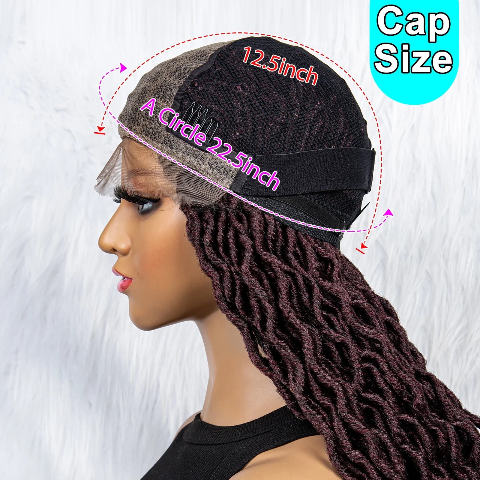 Perruque tressée sans nœuds avec pointes bouclées et cheveux de bébé | Perruque synthétique Lace Front pour femmes noires