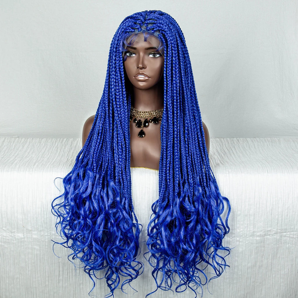 Perrue tressée Water Wave 36" | Dentelle frontale | Cheveux de bébé | Longues tresses