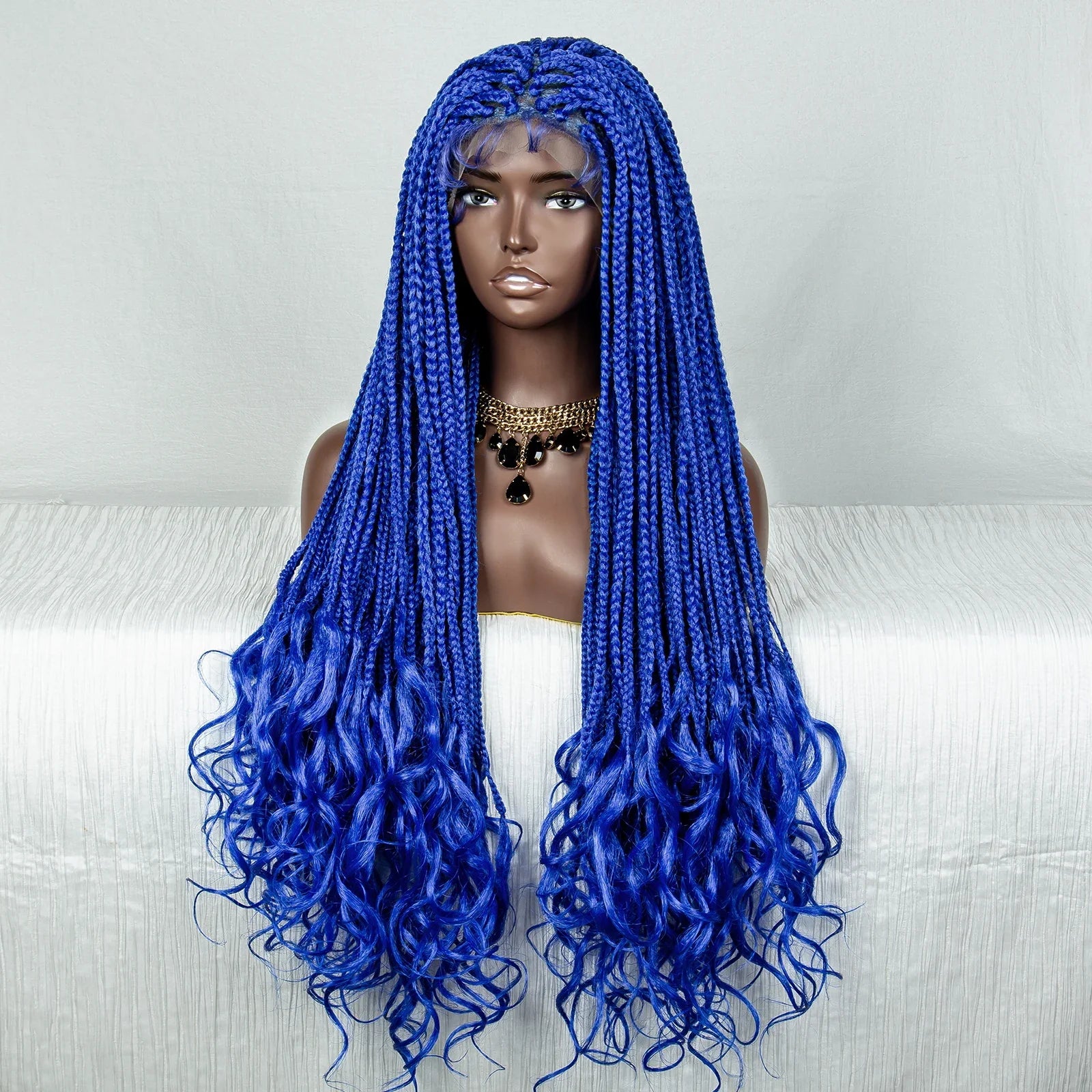 Perrue tressée Water Wave 36" | Dentelle frontale | Cheveux de bébé | Longues tresses