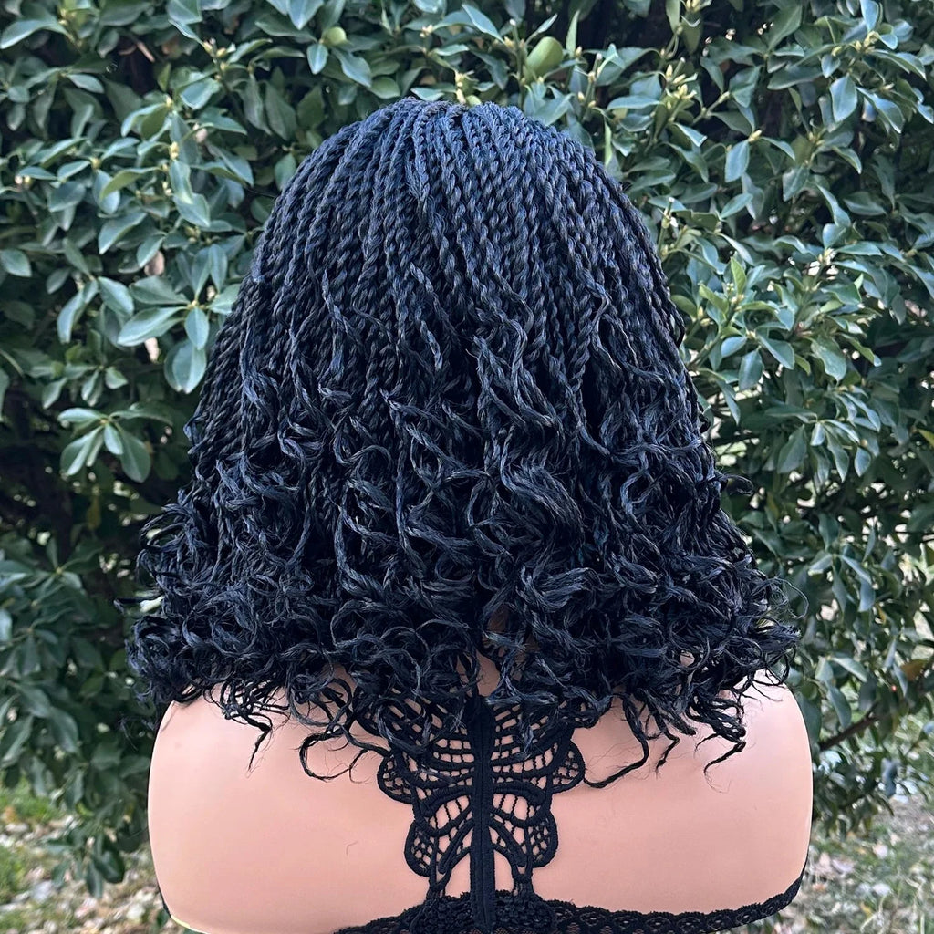 Perruque Bandeau Tressé Torsadé 12" | Tresses Courtes au Crochet | Perruque Synthétique pour Femmes Noires