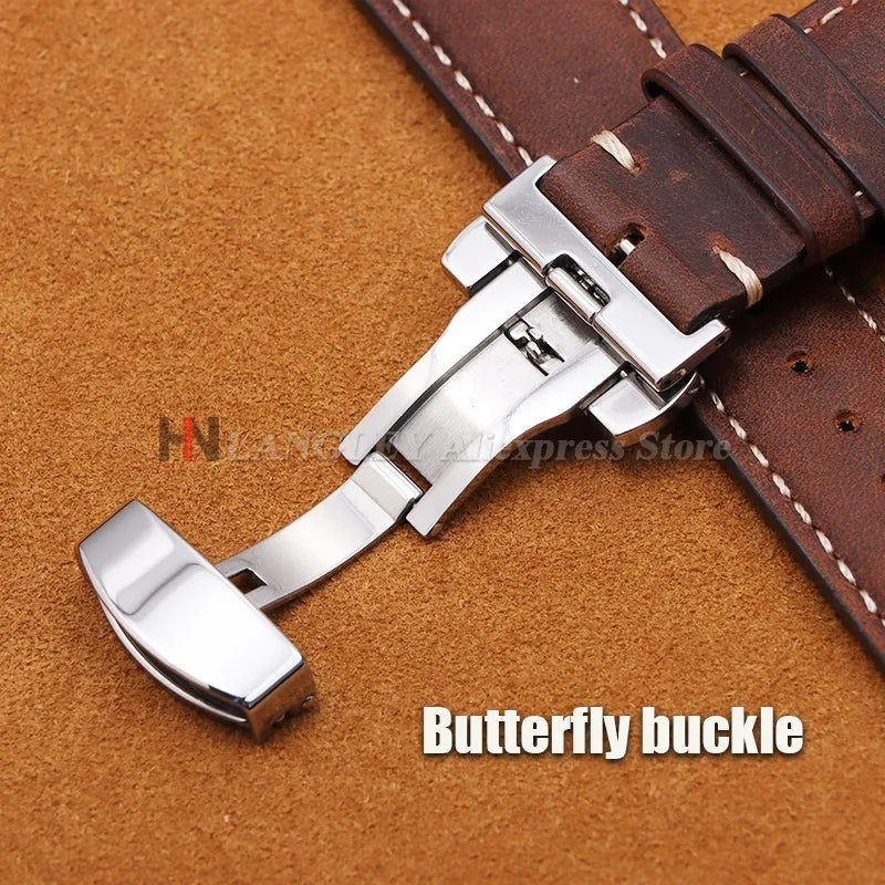 Polar Leather Watch Band For Smartwatch Genuine Calfskin Butterfly Clasp
