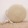 Sac bandoulière tissé en paille pour femme | Petit sac à main de plage rond en rotin fait main (sac à bandoulière pour femme)
