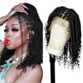 Knotless Box Boho Braided Wig with Curly Ends | Short Bob Style | Full Lace Synthetic Wig for Black Women