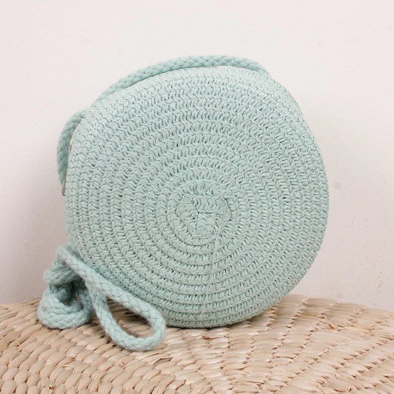 Sac bandoulière tissé en paille pour femme | Petit sac à main de plage rond en rotin fait main (sac à bandoulière pour femme)