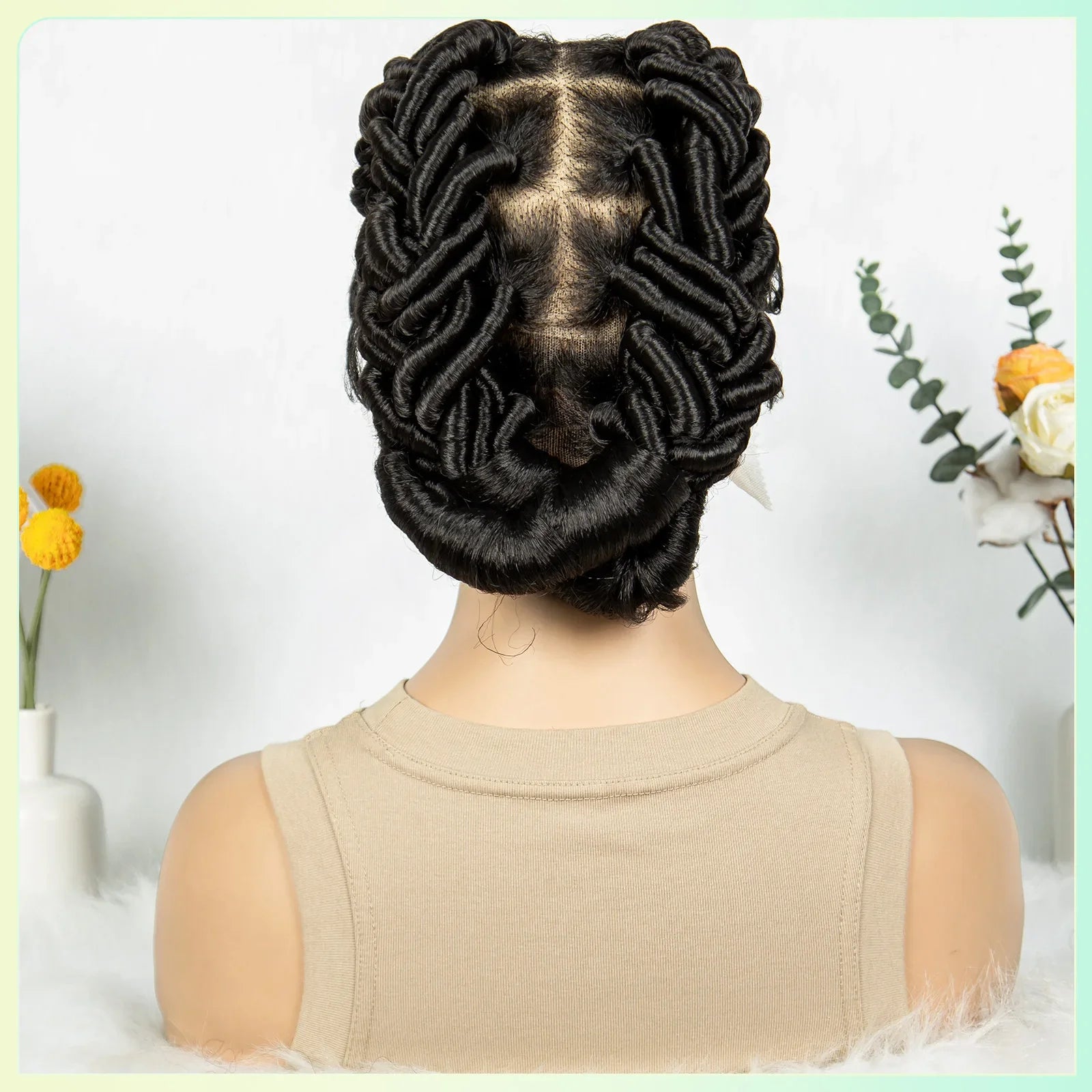 Perruque Lace Front Invisible Tressée sans Nœuds | Tresses au Crochet | Dentelle Transparente | Femmes Noires