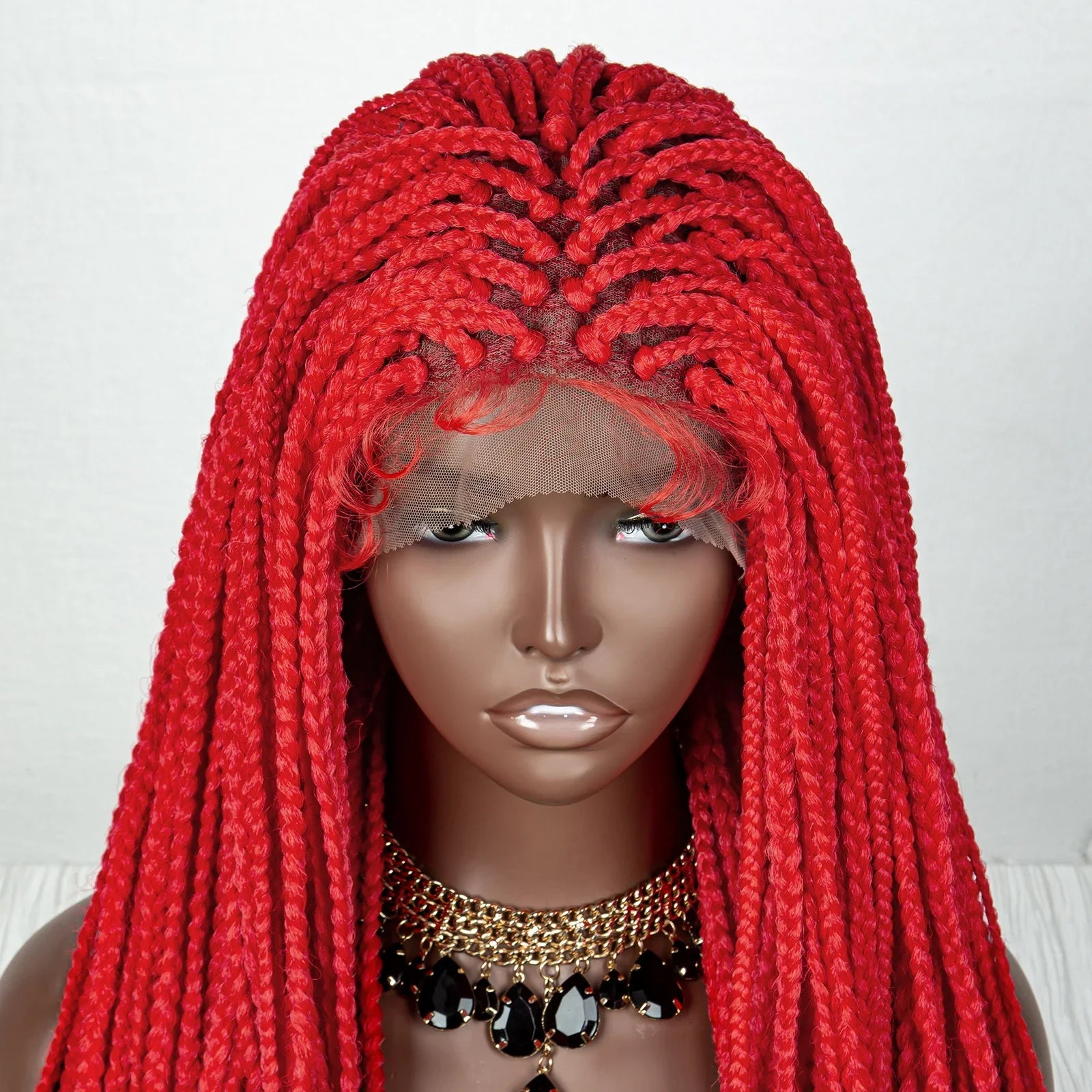 Perrue tressée Water Wave 36" | Dentelle frontale | Cheveux de bébé | Longues tresses