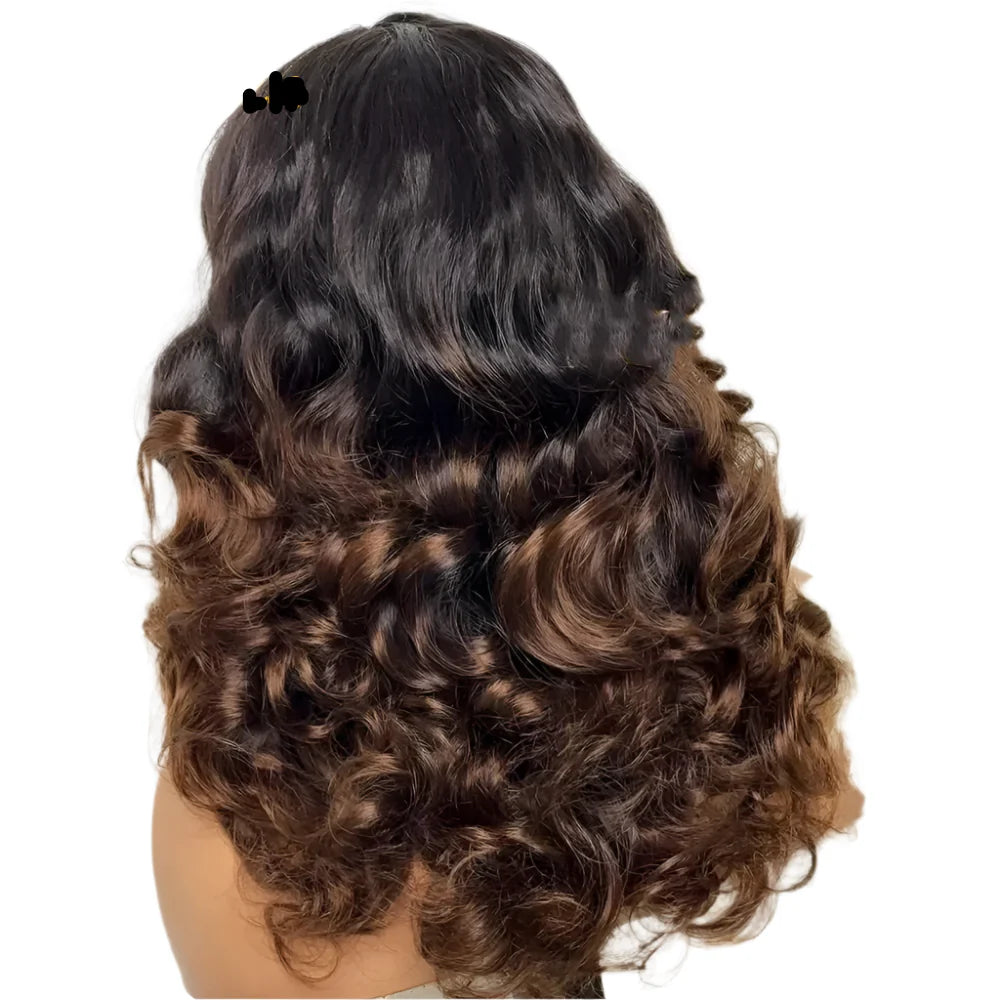 Perruque Lace Frontale HD Transparente 13x4, Ondulée, Dégradé Blond, Densité 250%, Brésilienne 1B/4 – Sans colle