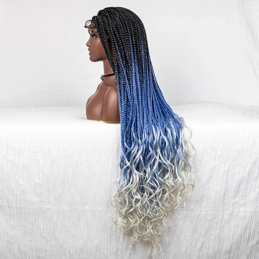Perrue tressée Water Wave 36" | Dentelle frontale | Cheveux de bébé | Longues tresses
