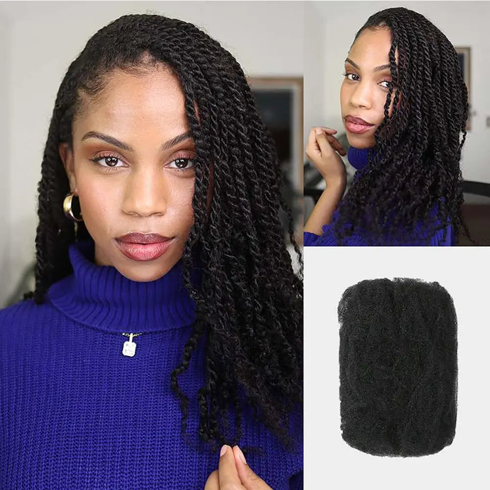 16A Cheveux naturels afro crépus en vrac | Doux, légers et durables pour tresses et locs (50g)