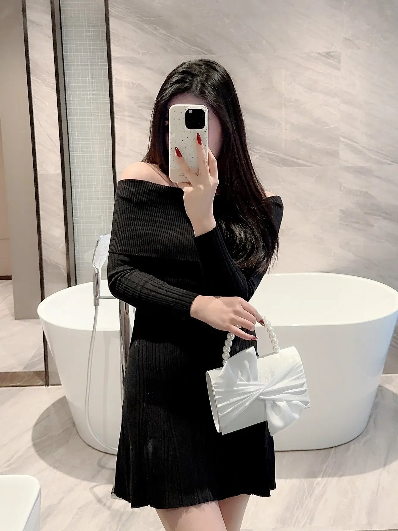 Pochette de Soirée Élégante Fleurie pour Femme | Sac de Mariage Blanc & Pochette de Banquet en Fausse Perle (Fête, Bal de Promo, Sac Habillé)
