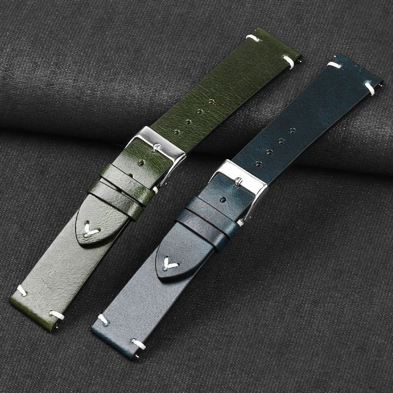 OnePlus Smartwatch Leather Band Quick Release Retro Oil Wax Wristband