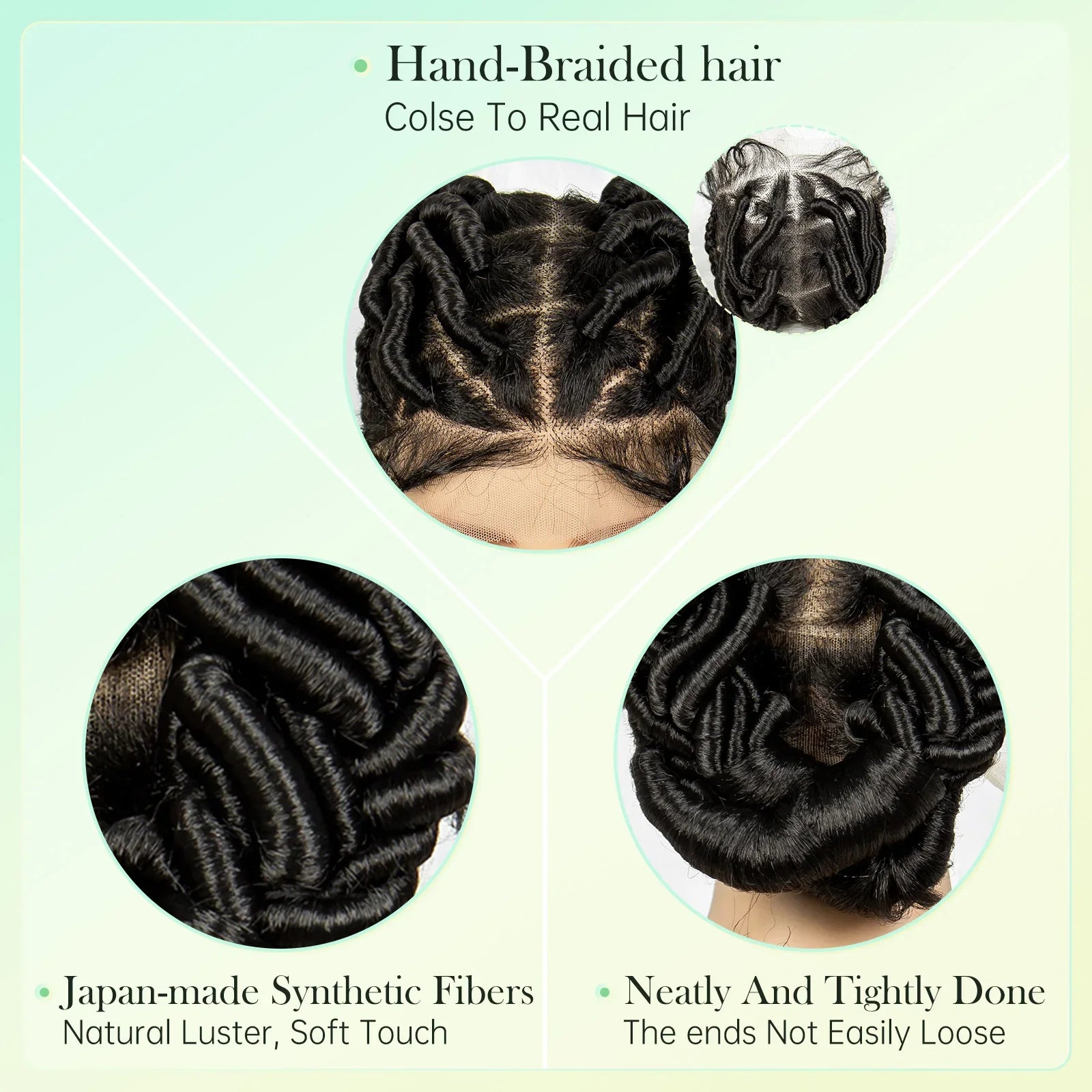 Perruque Lace Front Invisible Tressée sans Nœuds | Tresses au Crochet | Dentelle Transparente | Femmes Noires