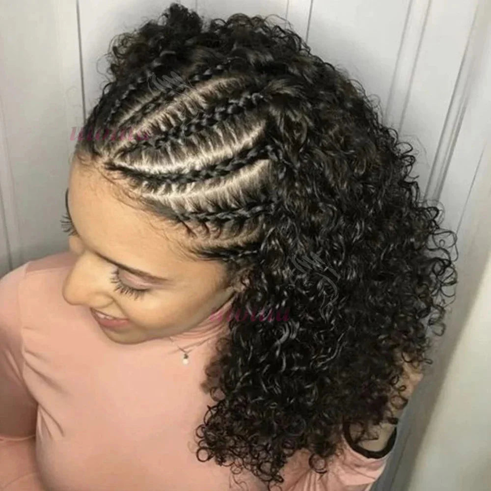 Perruque chignon tressé bouclé | Frontal 13x4 | Cheveux naturels | Remy | Densité 210