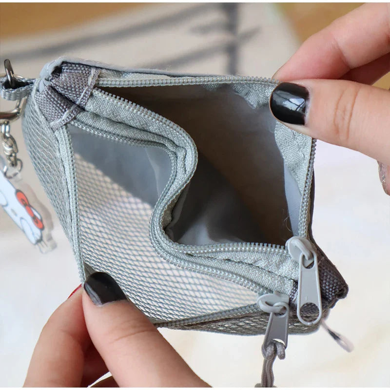 Trousses de maquillage de voyage | Nouvelle pochette à monnaie en maille et mini sac portable simple (sac carré polyvalent, porte-cartes à double fermeture éclair)