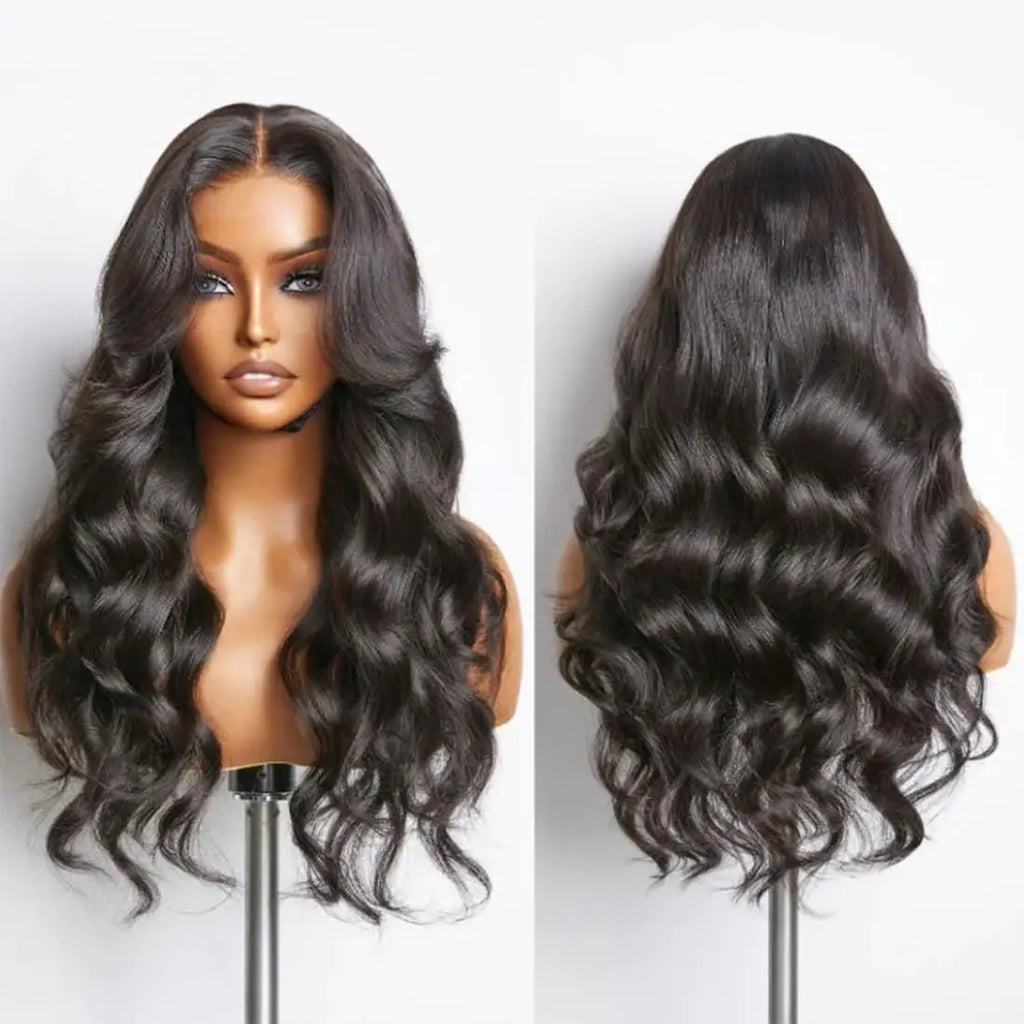 Perruque en cheveux humains entièrement lacée avec base en soie et densité de 180 % | Remy brésilien ondulé | Sans colle