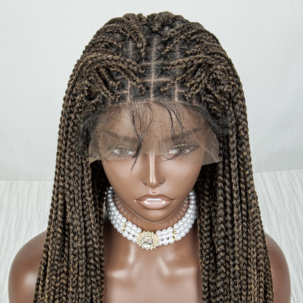 Perrue tressée Water Wave 36" | Dentelle frontale | Cheveux de bébé | Longues tresses