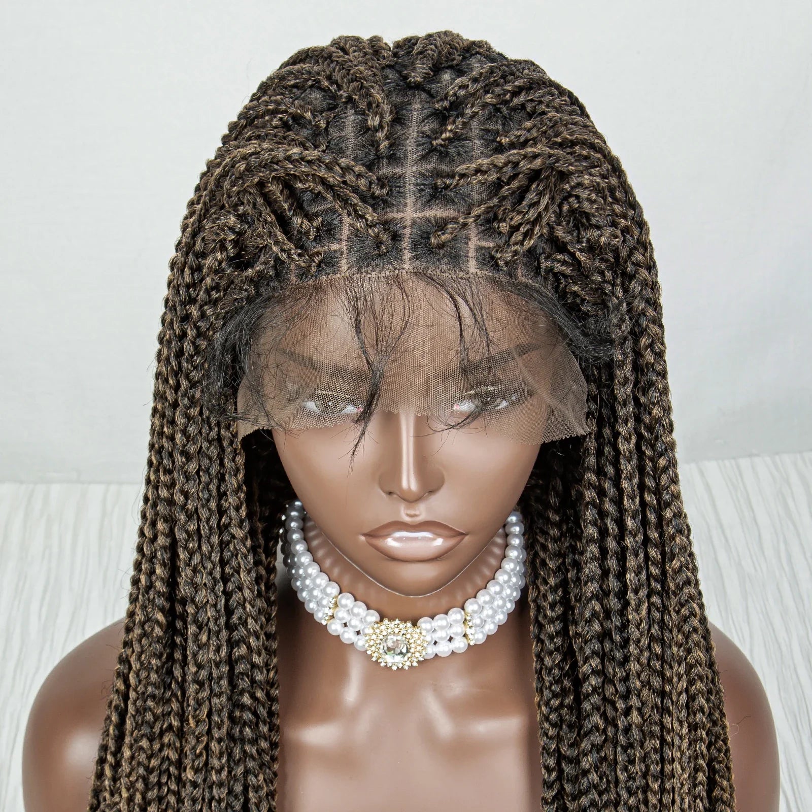 Perrue tressée Water Wave 36" | Dentelle frontale | Cheveux de bébé | Longues tresses