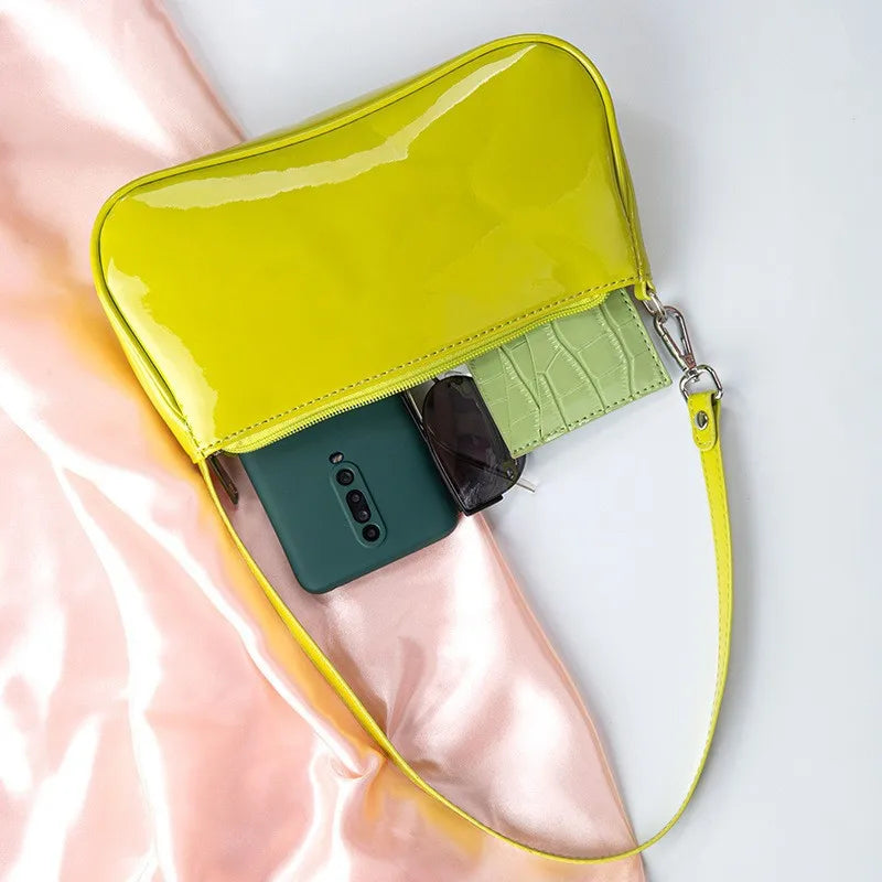 Sac à bandoulière rétro en cuir PU de couleur unie | Sac à main hobo décontracté de créateur pour femmes (forme baguette, toutes saisons)
