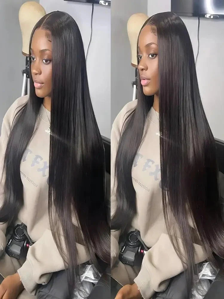 46-50 Inch | 13x6/13x4 Lace Width | Bone Straight | Brazilian | Remy Hair | HD Transparent Lace Frontal Wig - 200% Density