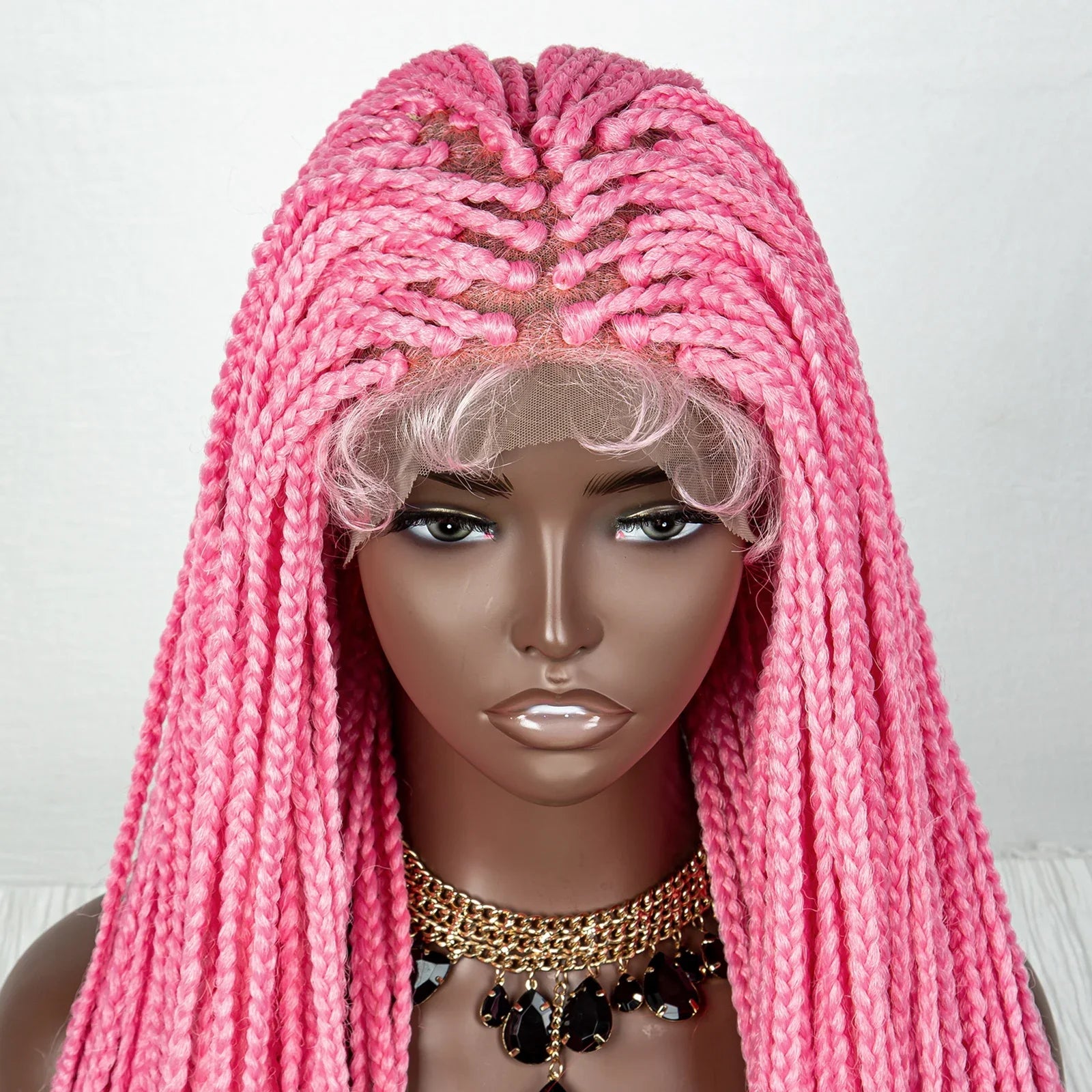 Perrue tressée Water Wave 36" | Dentelle frontale | Cheveux de bébé | Longues tresses