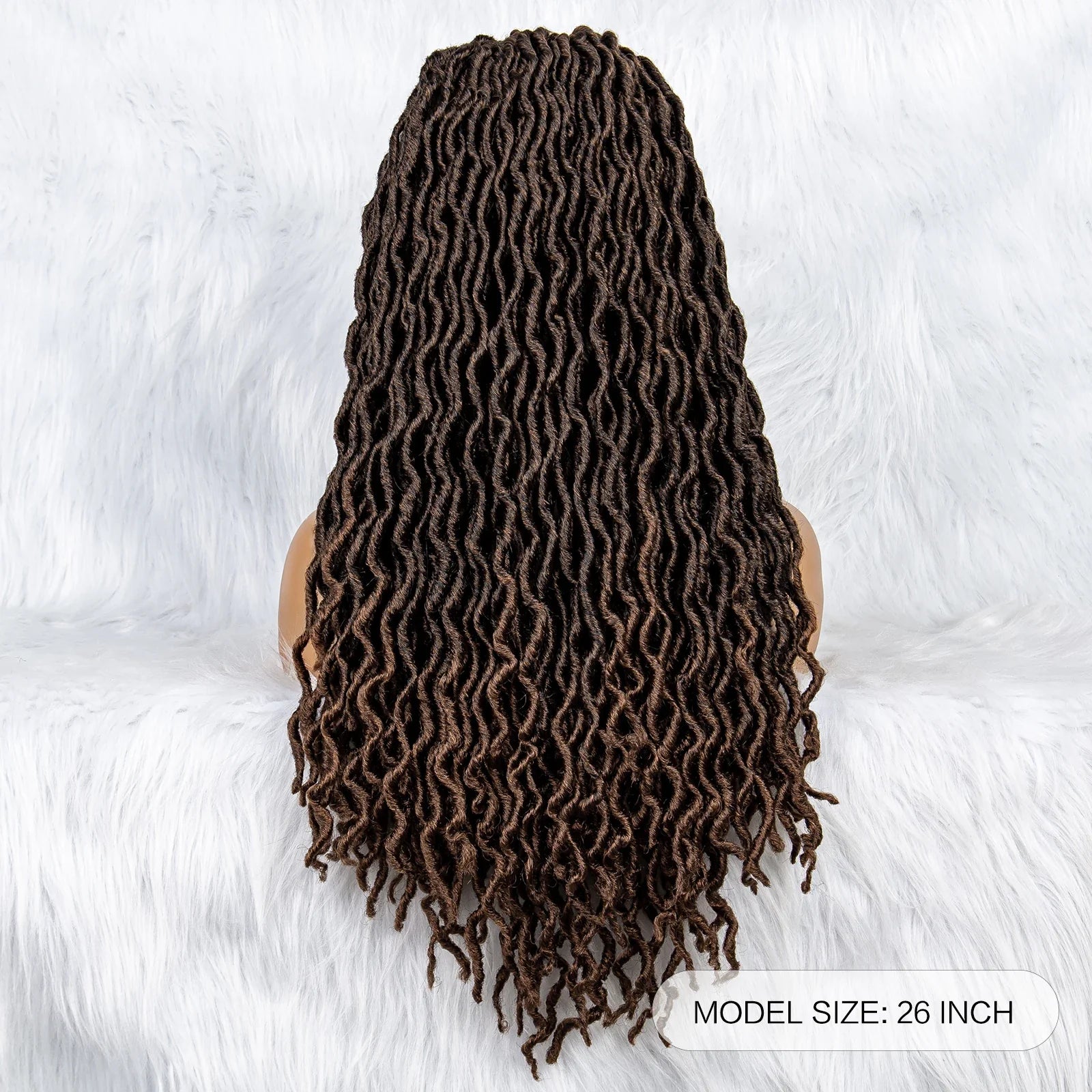 Perruque tressée sans nœuds avec pointes bouclées et cheveux de bébé | Perruque synthétique Lace Front pour femmes noires