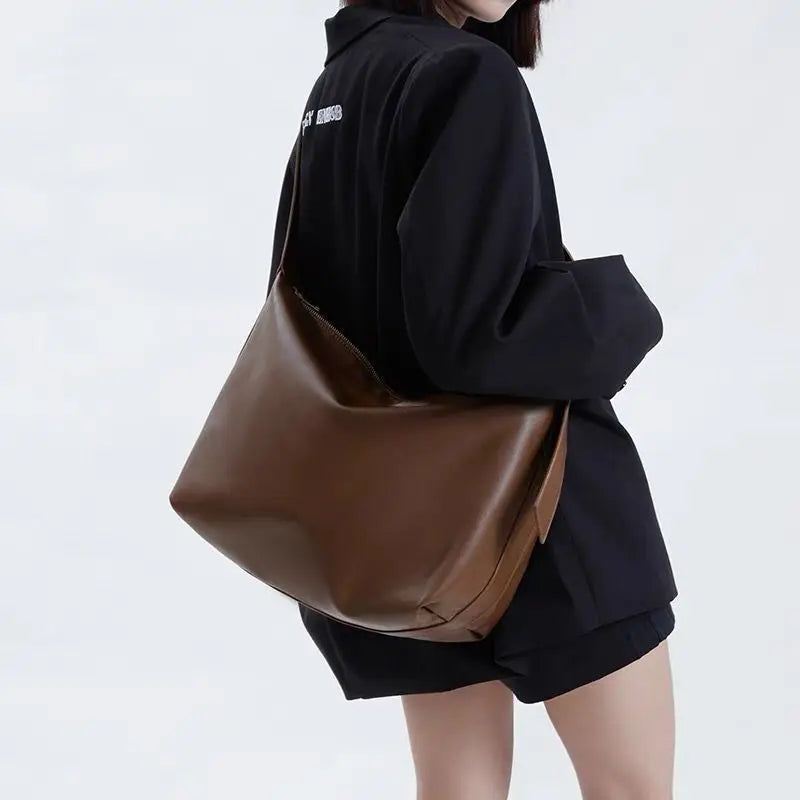 Sac à bandoulière vintage grande capacité | Sacoche souple en cuir à porter en bandoulière ou à l'épaule (Sac à main décontracté portable - Bolsa)