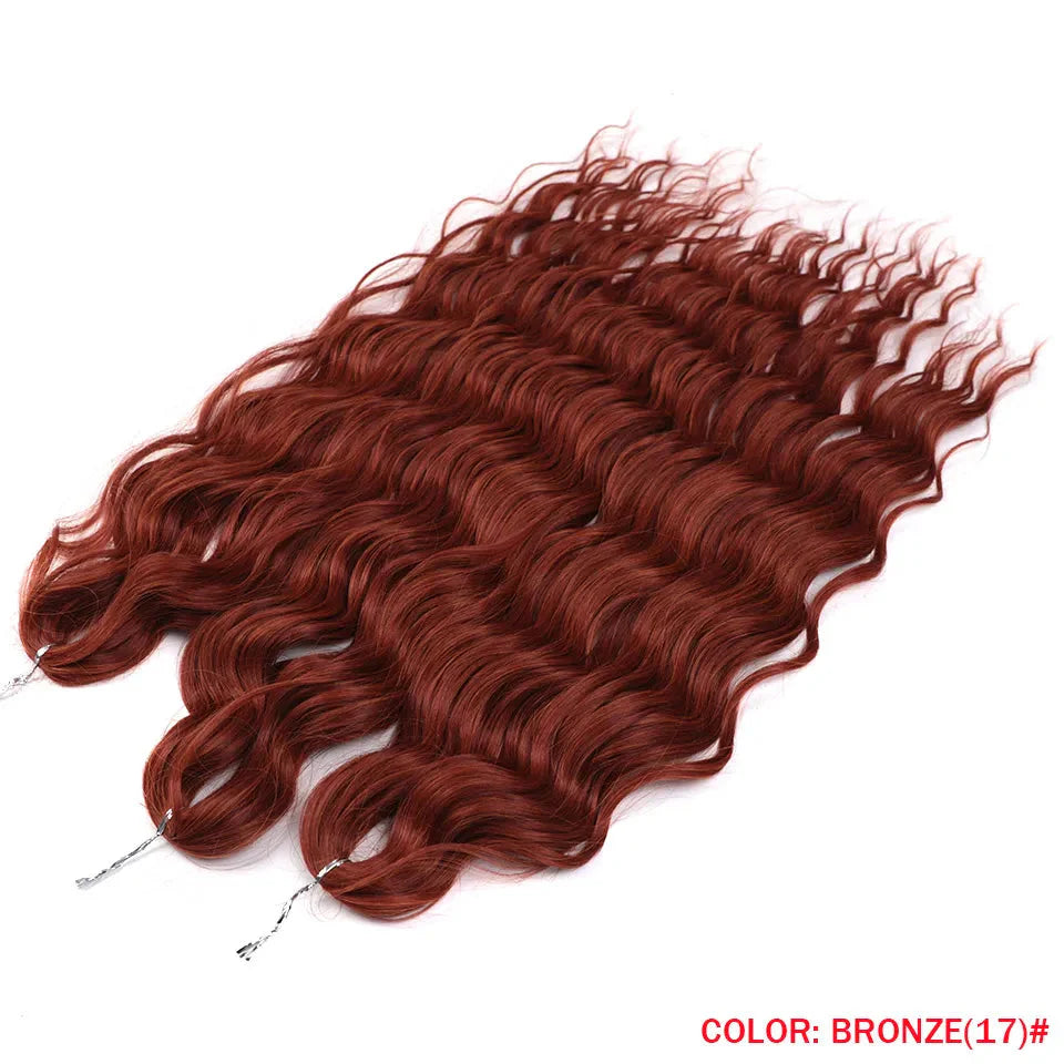 Cheveux au crochet torsadés orange de 24 pouces | Extensions de tresses synthétiques Deep Wave | Cheveux Water Wave | Fibre résistante à la chaleur | 60 mèches/paquet
