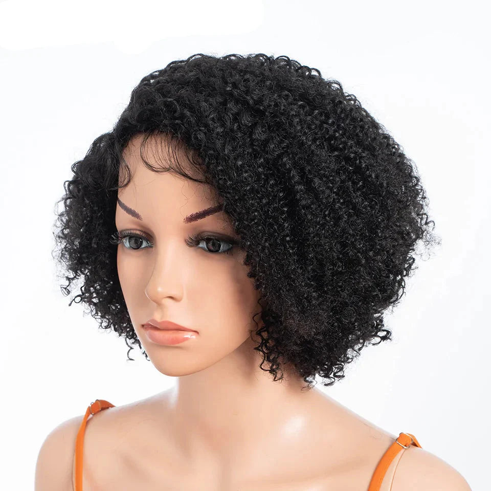 Perruque courte bob Ombre Honey 4/27 Afro Kinky Curly | Perruque en dentelle de cheveux humains avec baby hair