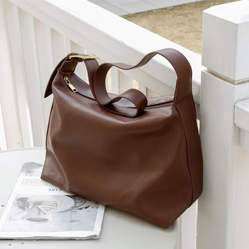 Sac à bandoulière vintage grande capacité | Sacoche souple en cuir à porter en bandoulière ou à l'épaule (Sac à main décontracté portable - Bolsa)