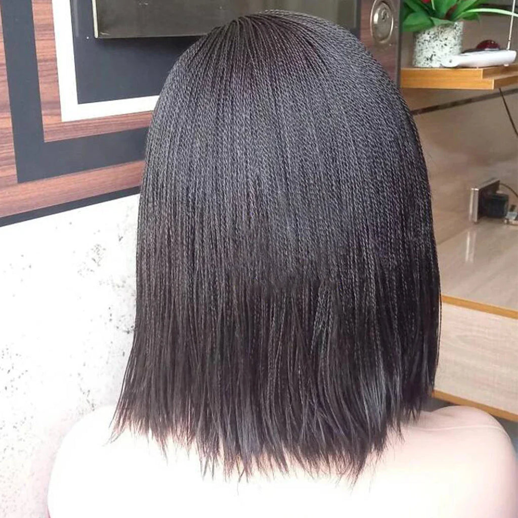 10 Inch Short Micro Twisted Wig - 2x4 Closure Braided Wig for Black Women - Micro Million Braid Wig - Synthetic Knotless Braids