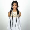 Perruque tressée de 36" 27/613 blonde cornrow | Tresses africaines frontales en dentelle | Perruque synthétique avec cheveux de bébé pour femmes noires