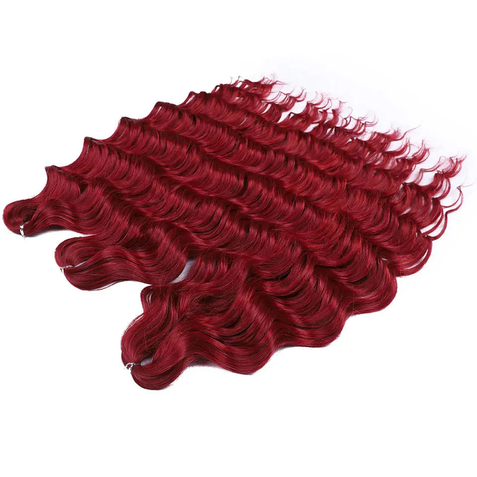 Cheveux au crochet torsadés orange de 24 pouces | Extensions de tresses synthétiques Deep Wave | Cheveux Water Wave | Fibre résistante à la chaleur | 60 mèches/paquet