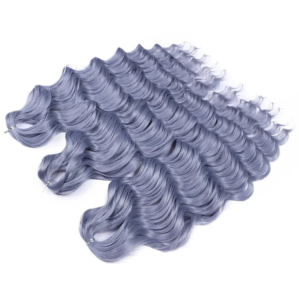 Cheveux au crochet torsadés orange de 24 pouces | Extensions de tresses synthétiques Deep Wave | Cheveux Water Wave | Fibre résistante à la chaleur | 60 mèches/paquet