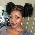 Perruque tressée HD en dentelle complète Cornrow et Box Braids avec deux chignons | Cheveux synthétiques en dentelle transparente pour femmes et filles noires