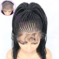 Perruque tressée Kima Cornrow & Bantu Knot | Tresses collées | Entièrement lacée | Cheveux synthétiques résistants à la chaleur