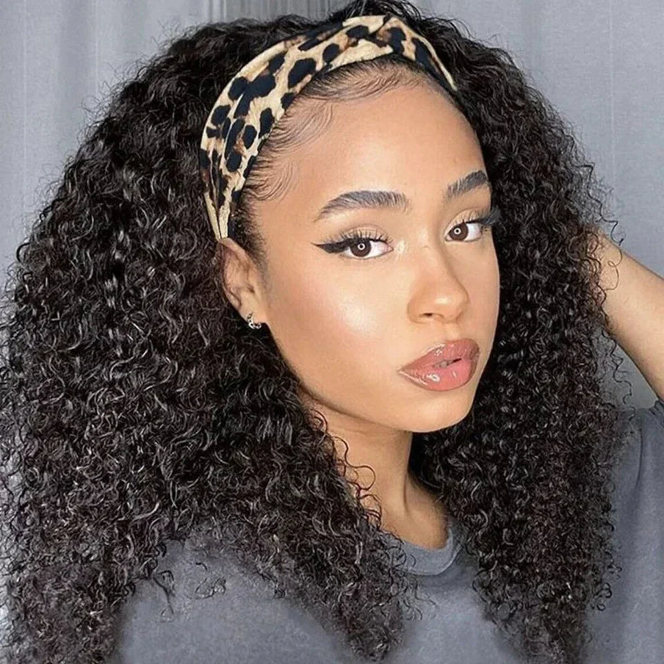 Perruque à bandeau bouclé Jerry densité 180 % | Cheveux humains brésiliens Remy sans colle