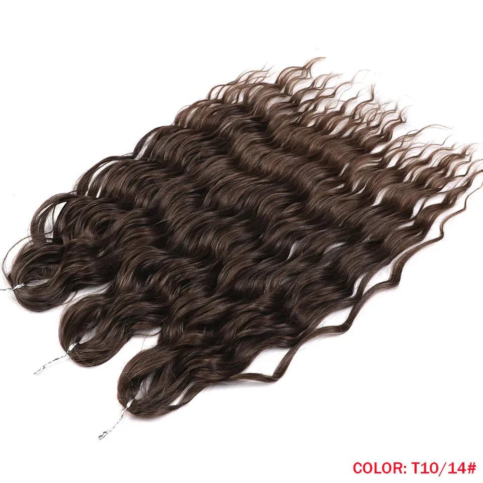 Cheveux au crochet torsadés orange de 24 pouces | Extensions de tresses synthétiques Deep Wave | Cheveux Water Wave | Fibre résistante à la chaleur | 60 mèches/paquet