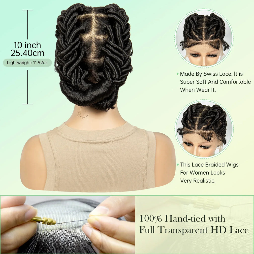 Perruque Lace Front Invisible Tressée sans Nœuds | Tresses au Crochet | Dentelle Transparente | Femmes Noires