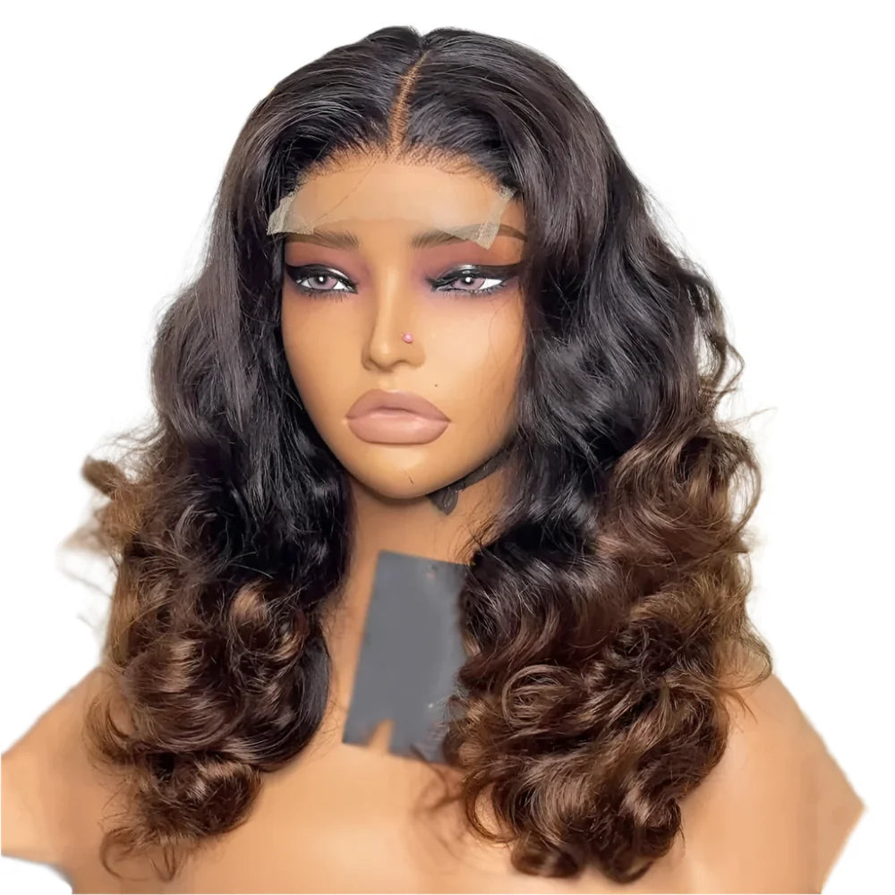 Perruque Lace Frontale HD Transparente 13x4, Ondulée, Dégradé Blond, Densité 250%, Brésilienne 1B/4 – Sans colle