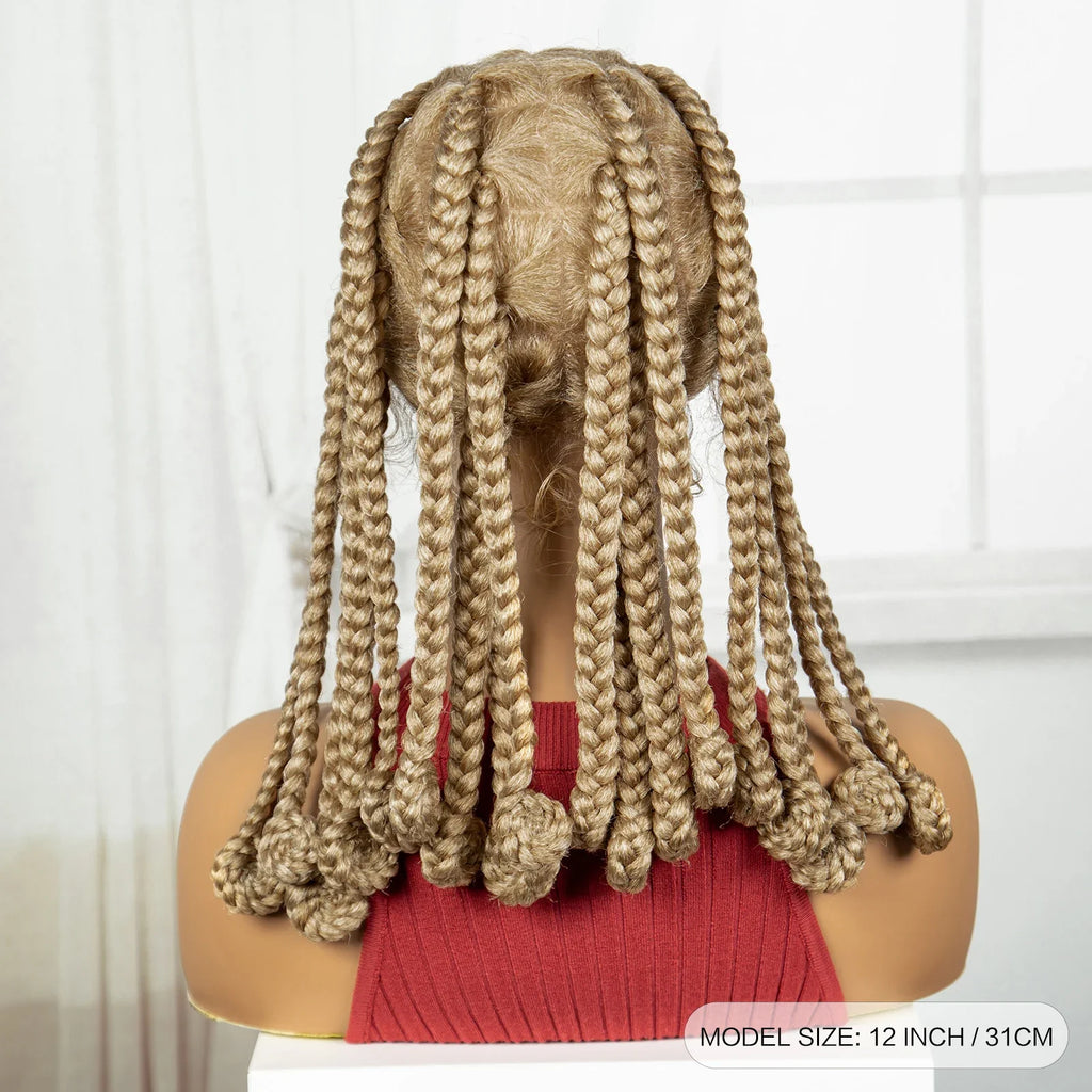 Perruques Blondes Tressées Synthétiques de 12 Pouces | Tresses Box Africaines Sans Nœuds en Dentelle Transparente avec Cheveux de Bébé pour Femmes Noires