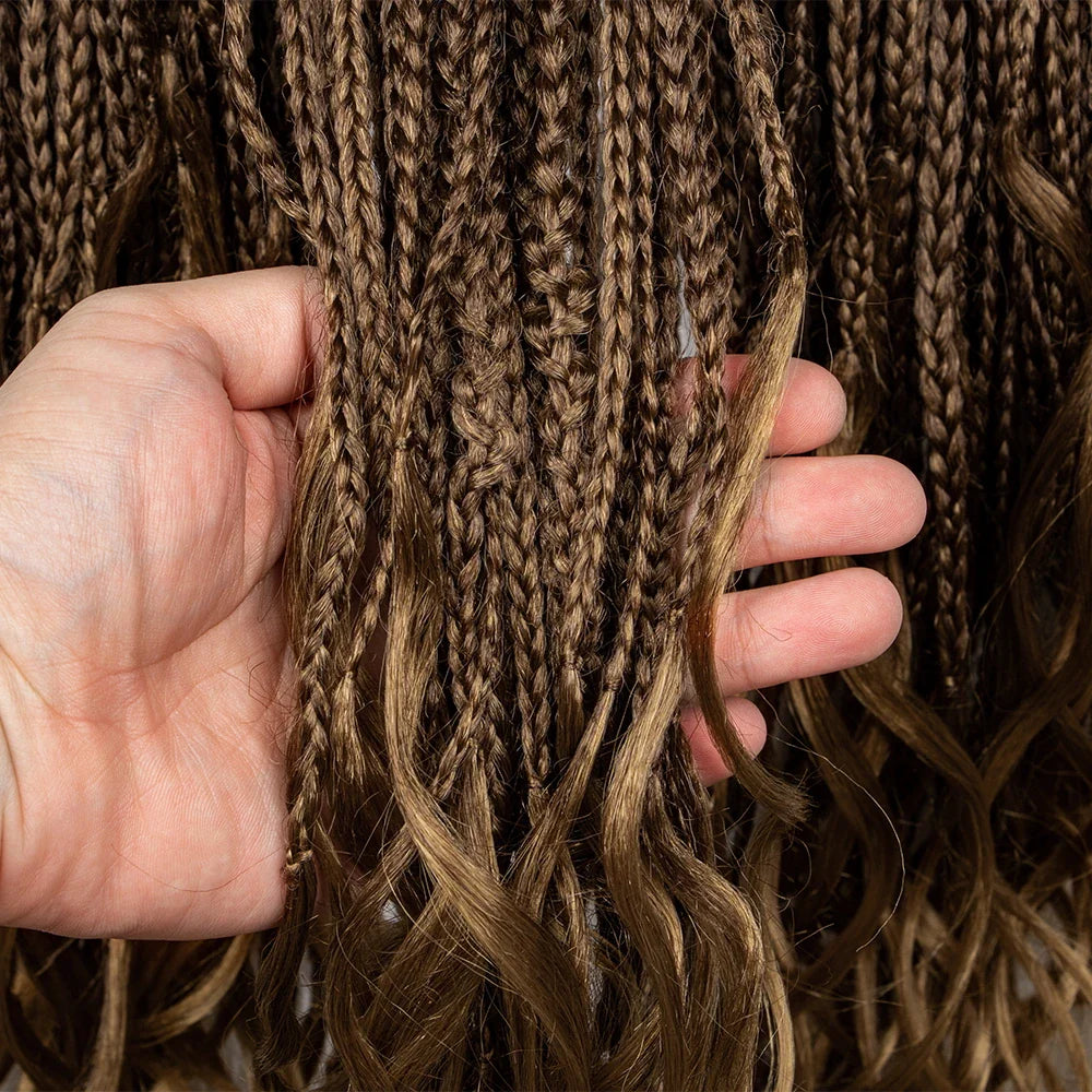 Perrue tressée Water Wave 36" | Dentelle frontale | Cheveux de bébé | Longues tresses