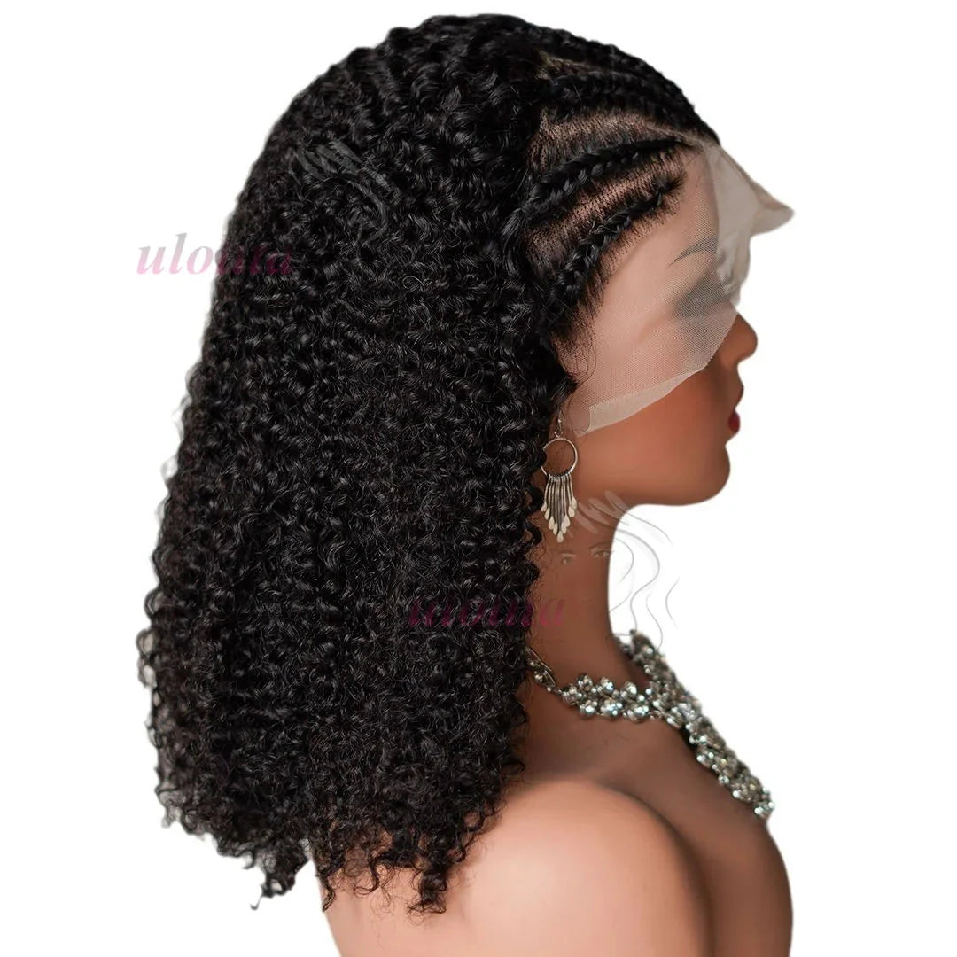 Perruque chignon tressé bouclé | Frontal 13x4 | Cheveux naturels | Remy | Densité 210