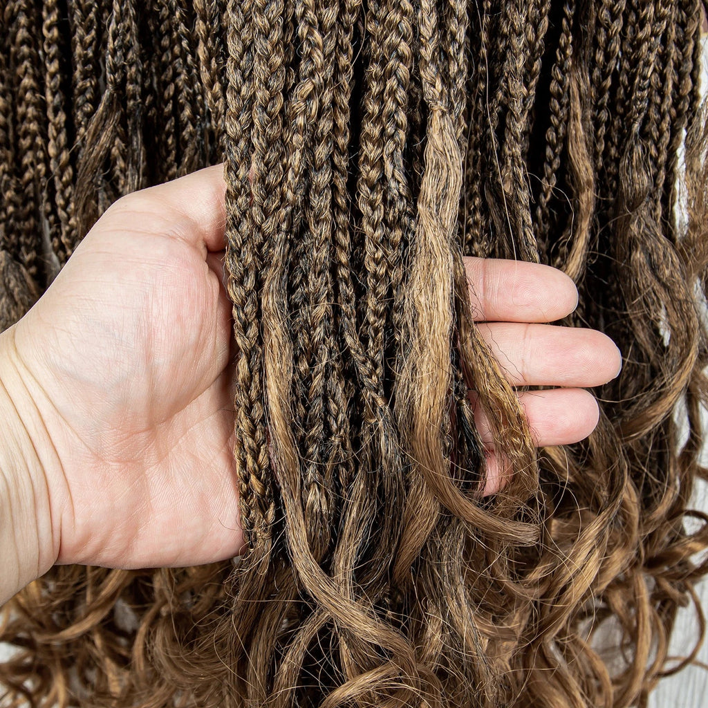 Perrue tressée Water Wave 36" | Dentelle frontale | Cheveux de bébé | Longues tresses