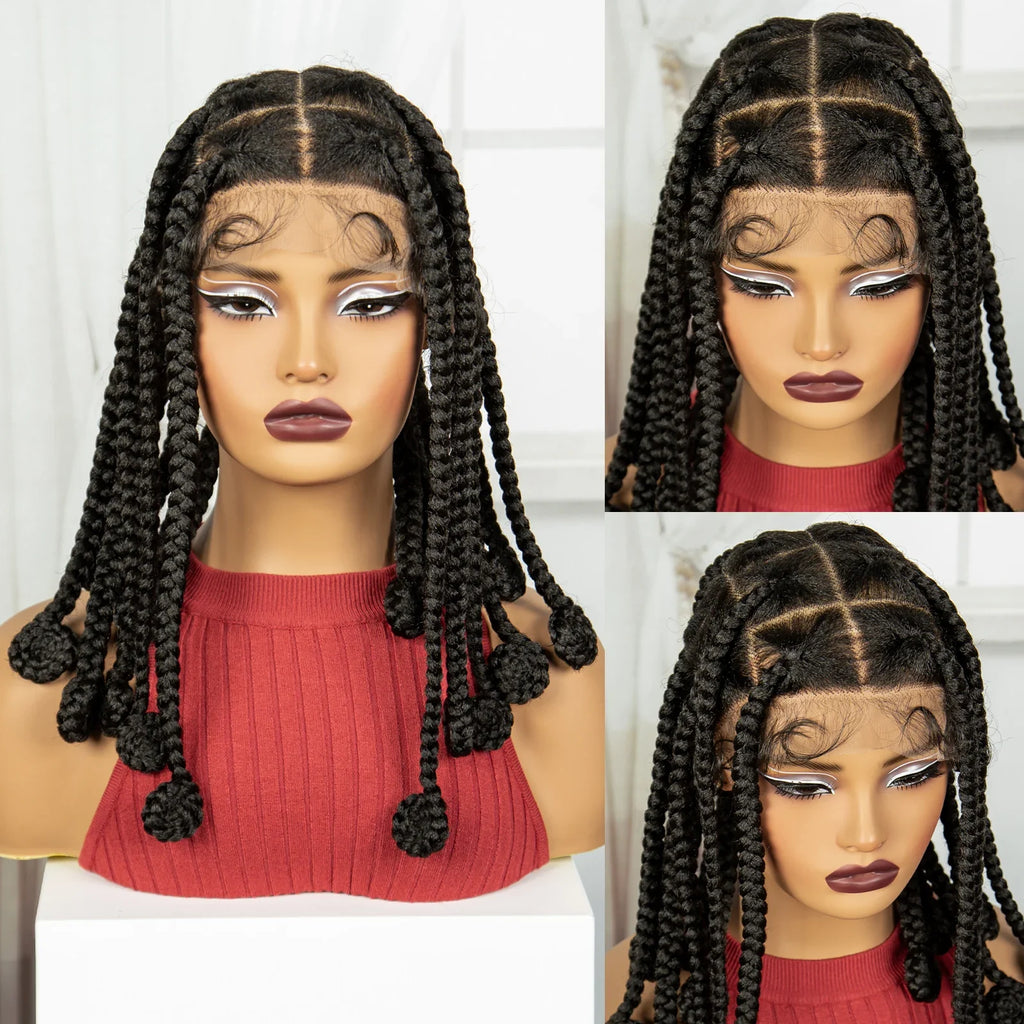 Perruques Blondes Tressées Synthétiques de 12 Pouces | Tresses Box Africaines Sans Nœuds en Dentelle Transparente avec Cheveux de Bébé pour Femmes Noires