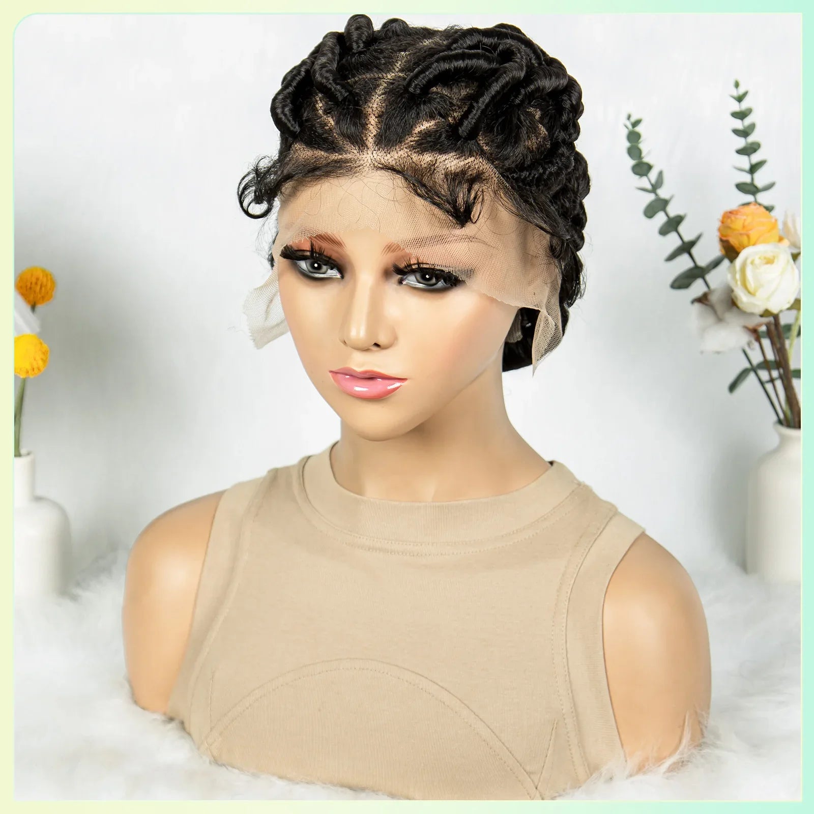 Perruque Lace Front Invisible Tressée sans Nœuds | Tresses au Crochet | Dentelle Transparente | Femmes Noires