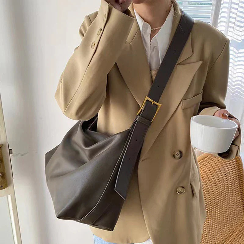 Sac à bandoulière vintage grande capacité | Sacoche souple en cuir à porter en bandoulière ou à l'épaule (Sac à main décontracté portable - Bolsa)