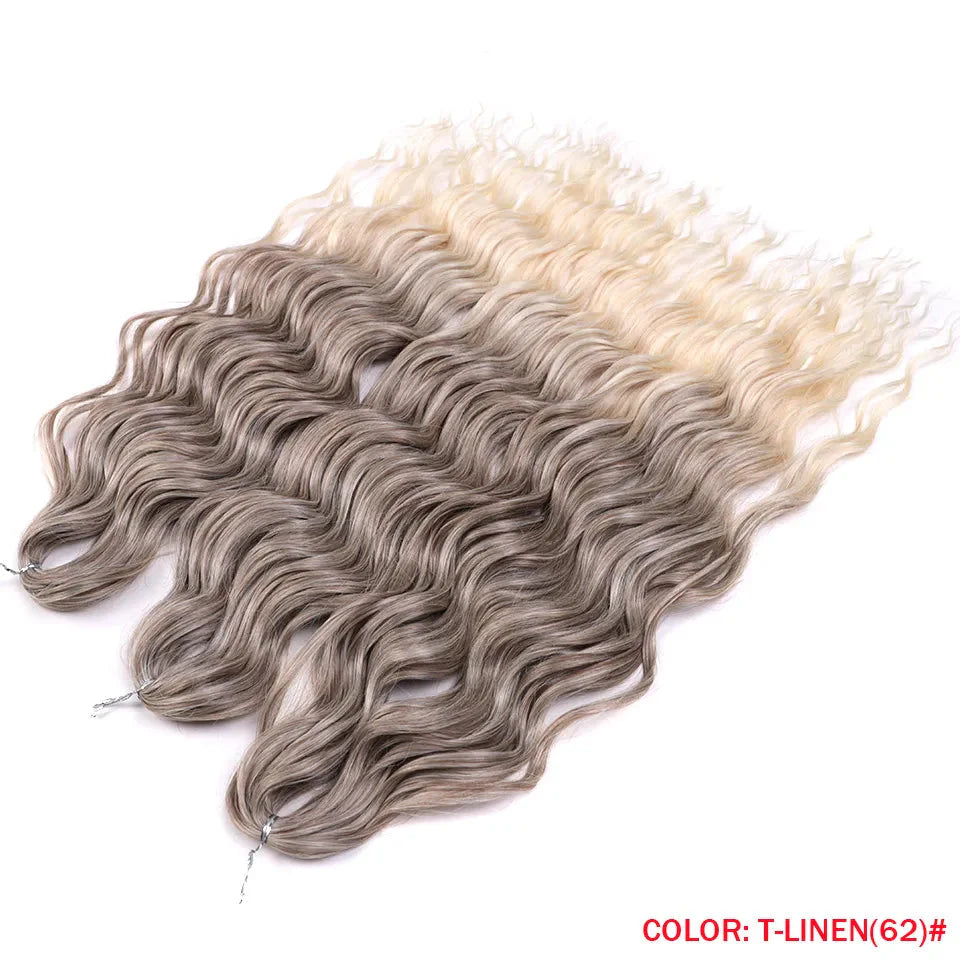 Cheveux au crochet torsadés orange de 24 pouces | Extensions de tresses synthétiques Deep Wave | Cheveux Water Wave | Fibre résistante à la chaleur | 60 mèches/paquet