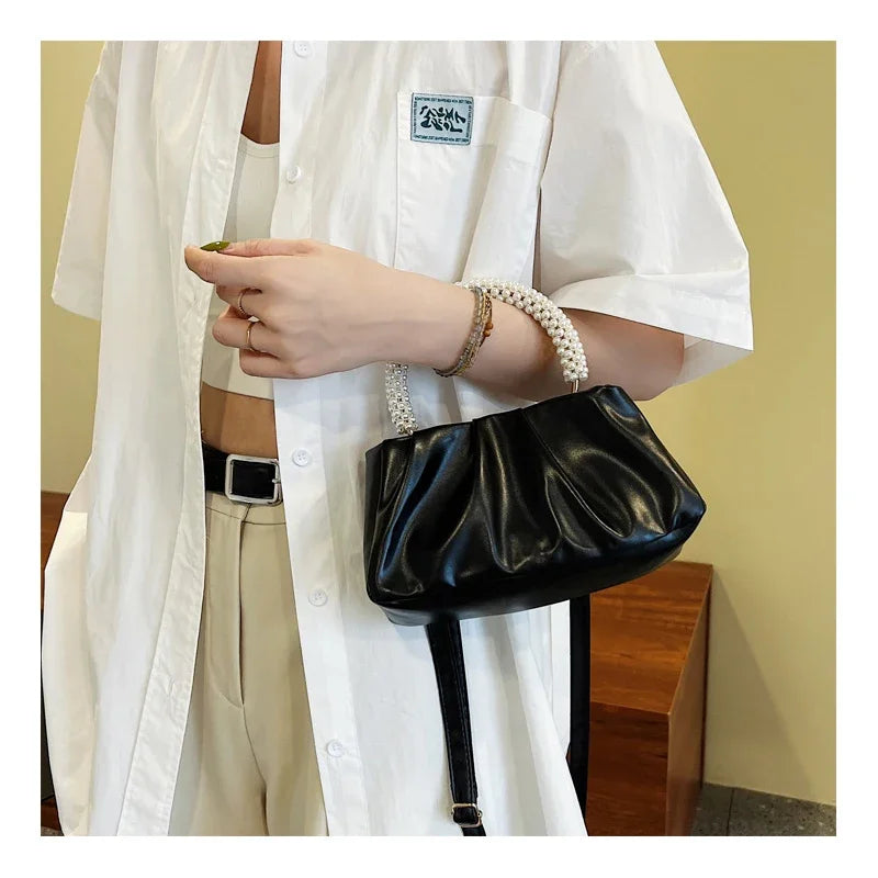 Sac Nuage pour Femme | Nouveau Sac Bandoulière & Sac à Bandoulière en Cuir PU Souple et Uni (Simple & Élégant)