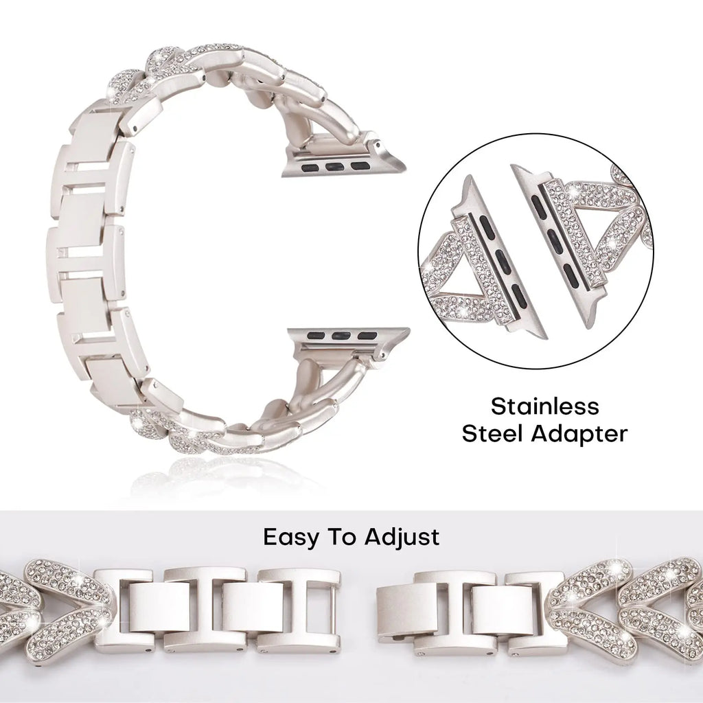 Apple Watch Stainless Steel Band - Sparkly Crystal Design